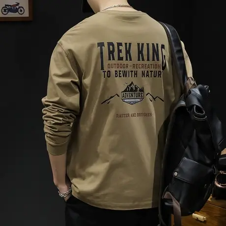 春秋长袖t恤男百搭潮牌宽松大码秋季2023新款男士内搭秋款潮衣服图片