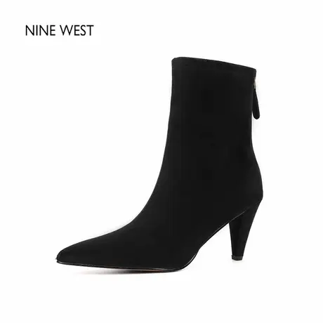 奥莱专供Nine West/玖熙法式复古尖头弹力瘦瘦靴袜靴冬羊毛短靴女商品大图