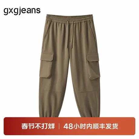 gxg.jeans男装  咖色口袋设计宽松束脚工装休闲长裤男 25冬新品图片