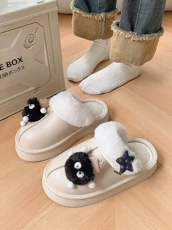可爱玩偶包头毛毛拖鞋女外穿2023年秋季新款厚底网红室内加绒棉拖图片
