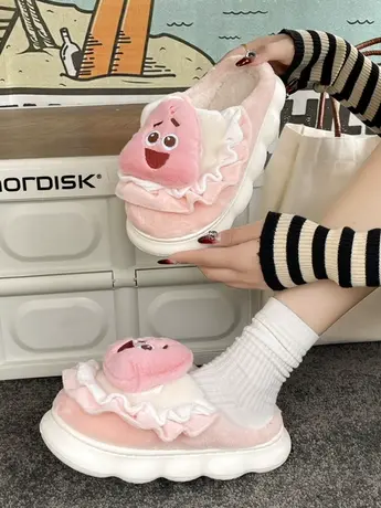 卡通可爱棉拖鞋女冬季2023新款室内家居海绵宝宝保暖毛绒拖鞋潮商品大图