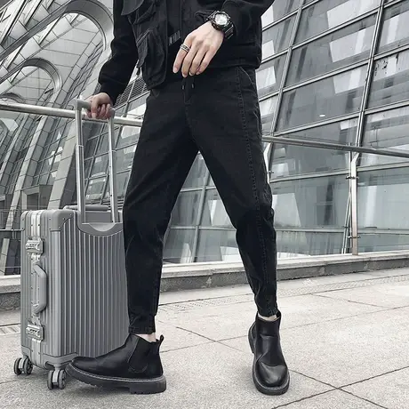 夏季男休闲牛仔裤九分裤裤子修身潮流网红潮牌快手小脚哈伦裤9分商品大图
