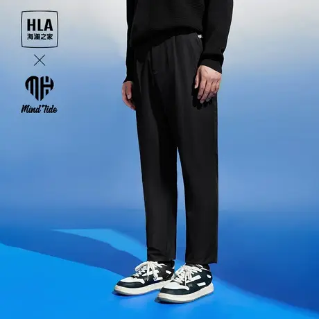 HLA/海澜之家中国心系列松紧腰休闲裤23秋季新款舒适纯色长裤男商品大图
