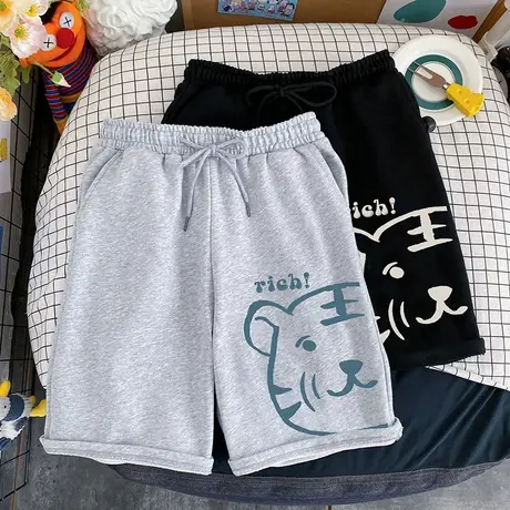 夏季短裤男ins潮流运动休闲大裤衩宽松薄款卡通卫裤沙滩五分裤子商品大图