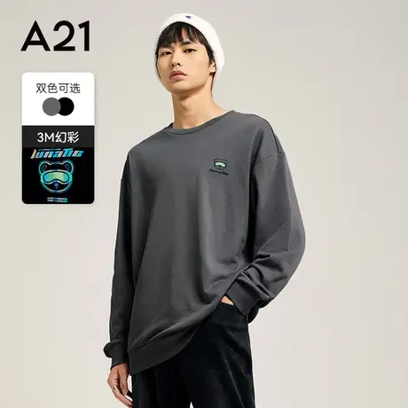 A21男装宽松圆领长袖卫衣2023秋季新款上衣潮牌幻彩男士衣服商品大图
