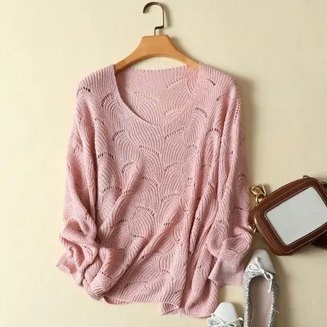 洋气毛衣女宽松外穿春装2024年新款女装低圆领短款针织打底衫上衣图片