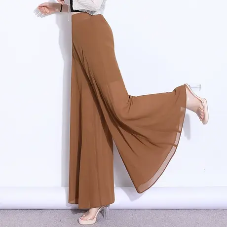 裙裤大脚雪纺裙女夏季2025新款高腰宽松垂感阔腿裤薄款休闲裤长裤商品大图
