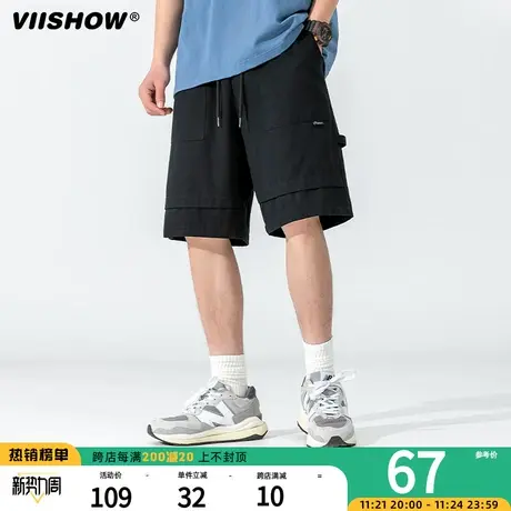 VIISHOW重磅纯棉短裤男夏季薄款裤潮牌日系痞帅潮流工装五分裤商品大图