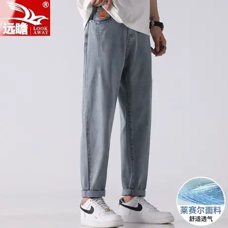 天丝男士牛仔裤夏季薄款宽松直筒冰丝裤子男高端商务休闲长裤男款商品大图