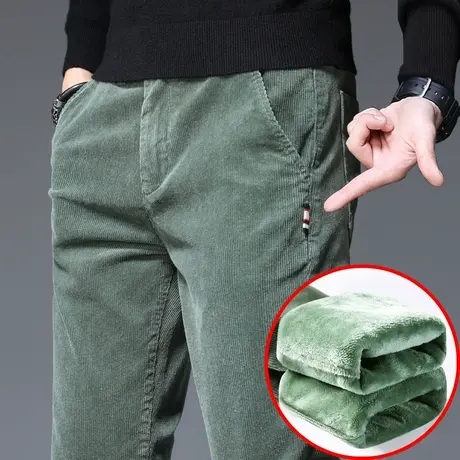 秋冬季加绒加厚休闲裤男士灯芯绒男裤子2024新款条绒保暖外穿秋裤商品大图