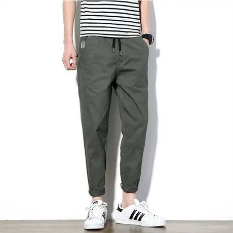 秋季裤子男韩版潮流薄款百搭休闲裤男士工装裤直筒宽松大码九分裤商品大图