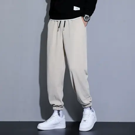 灯芯绒裤子男士春秋季2023新款束脚休闲长裤冬季加绒加厚运动卫裤商品大图