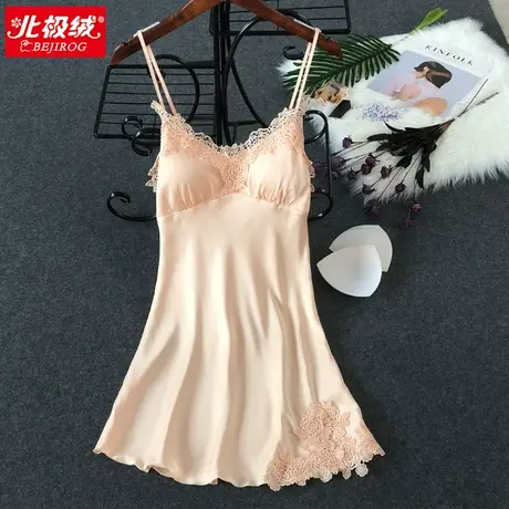 吊带睡衣女夏带胸垫冰丝韩版清新甜美可爱学生家居服睡裙女夏性感商品大图