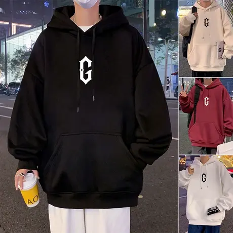 卫衣男春秋季oversize美式复古连帽宽松2024新款潮牌重磅纯棉外套商品大图