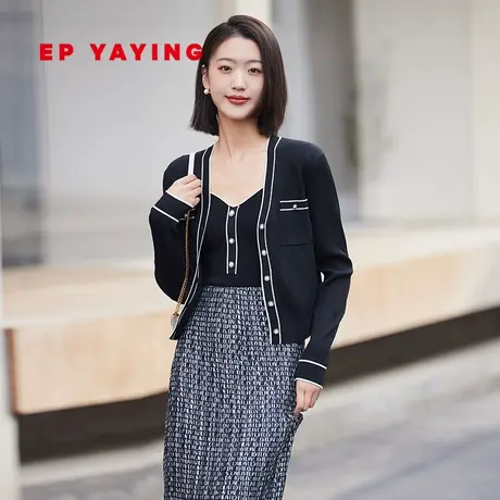 [小香风]EP雅莹女装 气质短款修身针织开衫 2023新款9109A图片
