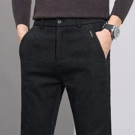 男装弹力修身直筒休闲长裤子秋冬款男士黑色商务西装西裤冬季男裤商品大图