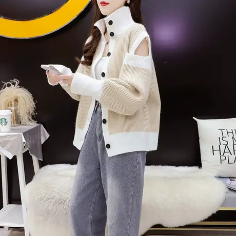 设计感毛衣开衫女2024年新款春季时尚洋气减龄宽松慵懒风针织外套图片