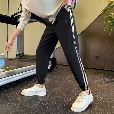 条纹设计感运动长裤男春秋季宽松休闲裤潮牌哈伦束脚2023新款卫裤商品大图