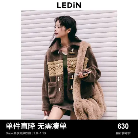 【商场同款】乐町秋冬牛角扣拼接棉服美式外套女潮C2AED4413商品大图