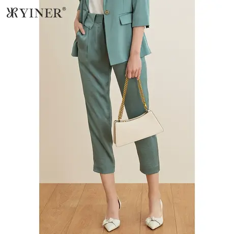 YINER音儿女装夏季气质通勤风七分裤职场休闲裤商品大图