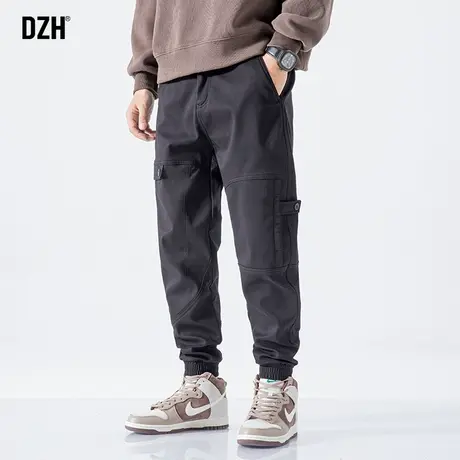 男士深灰色裤子男款美式高街春秋休闲裤宽松2024新款束脚工装裤潮图片