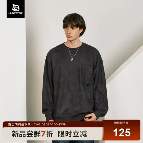 Lilbeter仿麂皮卫衣潮牌男2025秋季上衣美式复古设计感衣服LB商品大图