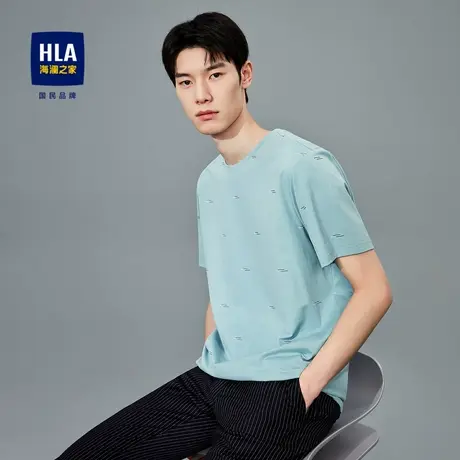 【奥莱清仓】HLA/海澜之家含新疆棉短袖T恤满身线条罗纹弹力短袖商品大图