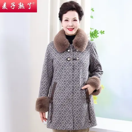 妈妈秋冬外套高贵加厚毛呢大衣2022新款洋气阔太太上衣中老年女装图片