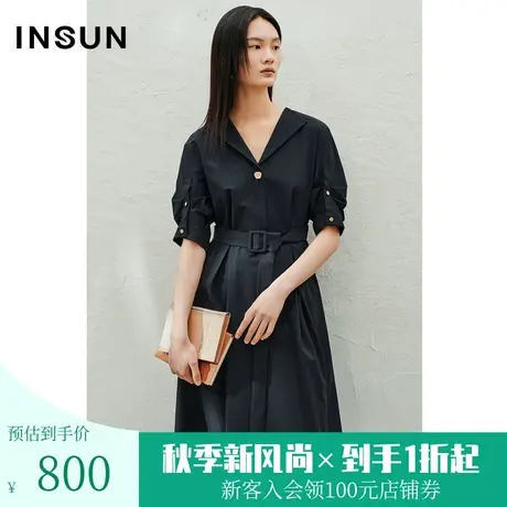 恩裳2023夏款新款泡泡肌理感女装裙子收腰绑带立裁连衣裙图片