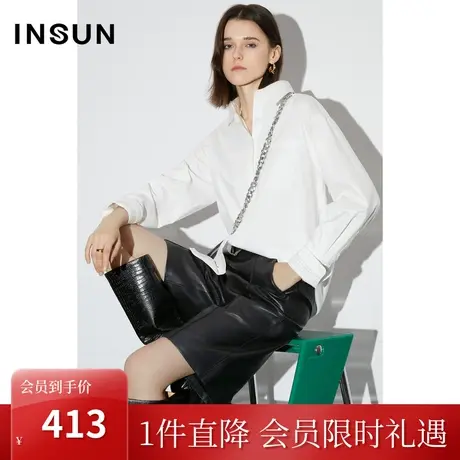 恩裳COVER2023早春新款天丝棉混纺衬衣亲肤舒适宽松女装白色衬衫图片