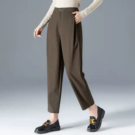 高腰西装裤女春秋2023新款老爹萝卜裤宽松妈妈裤子秋季九分哈伦裤商品大图
