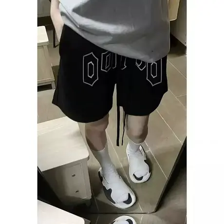 潮牌美式高街短裤女夏季2023新款小个子宽松高腰休闲运动裤五分裤商品大图