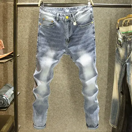 高端欧货男士牛仔裤修身小脚裤欧洲站轻奢夏季薄款舒适百搭长裤子商品大图