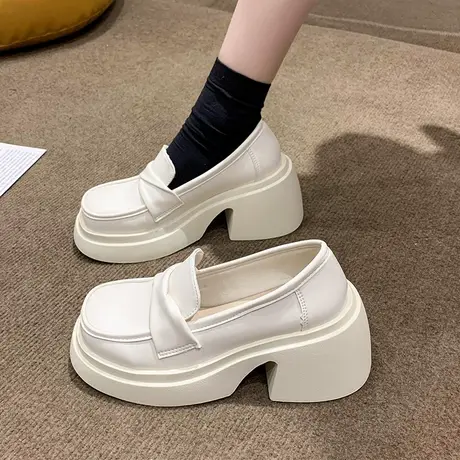 赫本风小皮鞋粗跟玛丽珍女鞋厚底英伦风松糕鞋法式厚底高跟乐福鞋商品大图