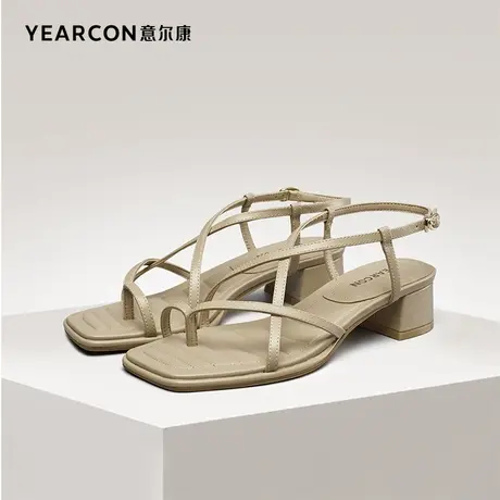 意尔康女鞋官方旗舰店凉鞋女夏季气质时尚方头绑带休闲断码图片