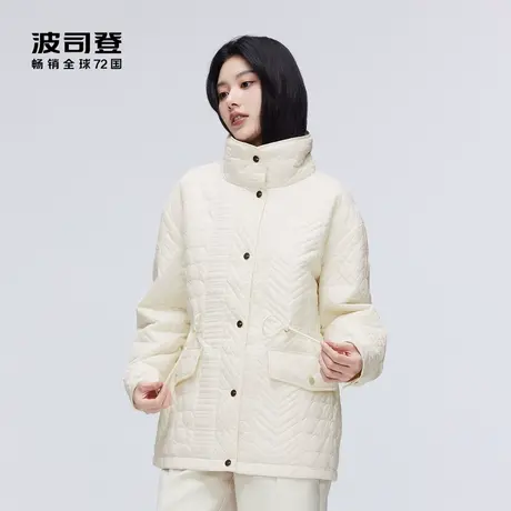波司登23秋新款立领轻薄立领宽松抽绳瘦腰显瘦羽绒服中长款外套女商品大图