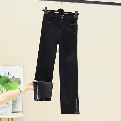 2023秋装新款时尚女装紧身休闲裤高腰裤脚拉链显瘦薄打底裤女裤子商品大图