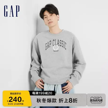 Gap男女装秋冬2023新款LOGO宽松碳素软磨抓绒卫衣760427运动上衣图片