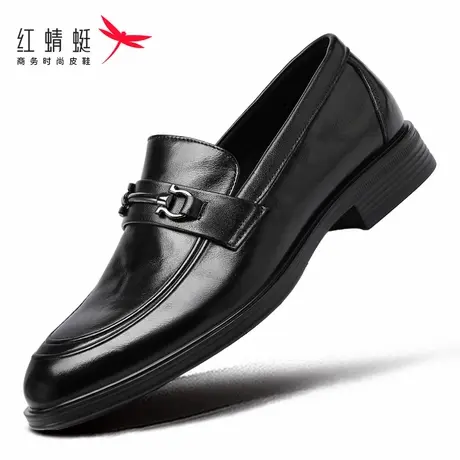 红蜻蜓男鞋新款鞋子男士英伦一脚蹬乐福鞋男休闲皮鞋真皮商务正装商品大图