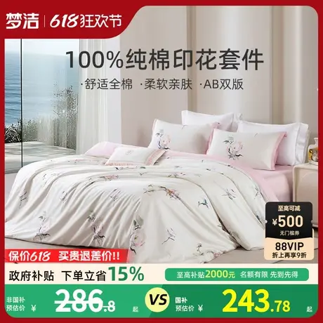 梦洁平实美学床上四件套纯棉100全棉2025新款床单宿舍家用床品商品大图