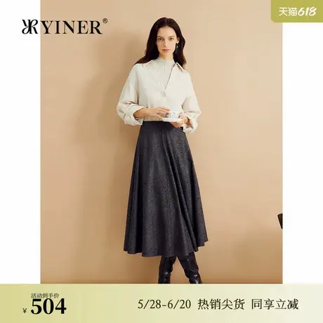 YINER音儿女装秋季法式休闲肌理感亚麻长袖衬衫商品大图