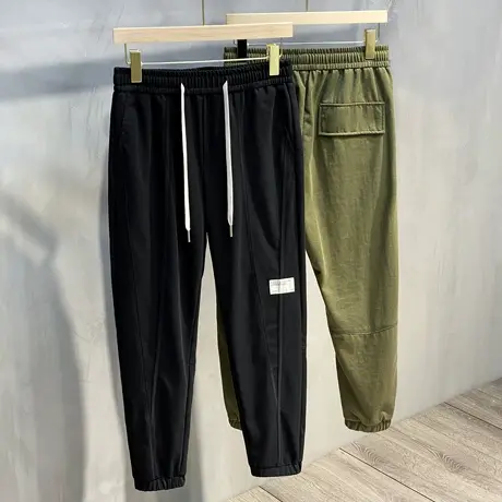 品质卫裤男春秋季运动裤束脚九分宽松裤子2023新款休闲哈伦裤潮流图片