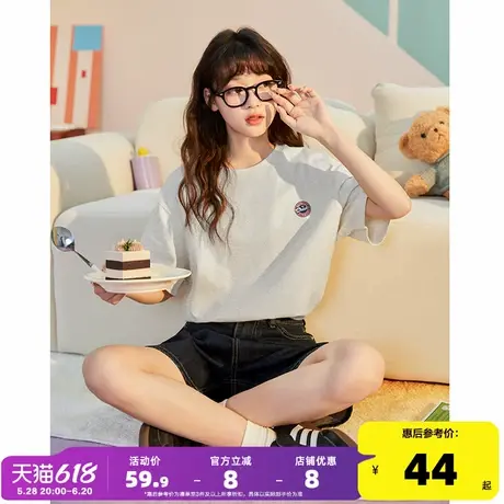 唐狮短袖女T恤夏季2025新款早春chic上衣女纯棉宽松内搭打底衫商品大图