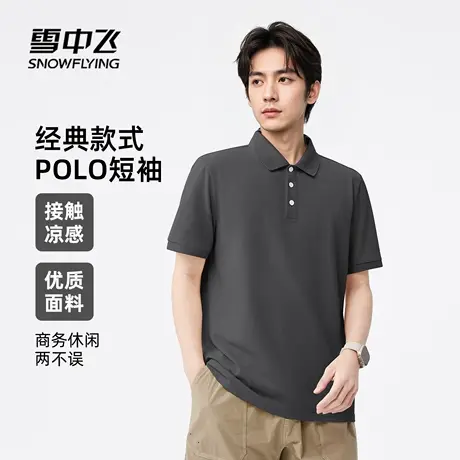雪中飞凉感polo衫男短袖t恤2025年新款夏季男士商务翻领保罗衫PC图片