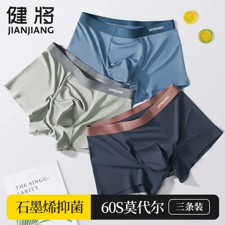 健将男士内裤男生莫代尔纯棉抗菌四角裤冰丝男款青年平角短裤新款商品大图