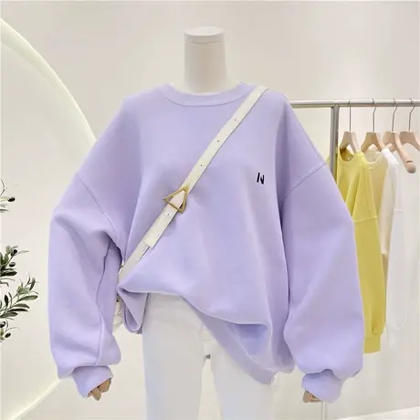 卫衣女春秋薄款2022秋冬新款简约宽松大码套头长袖慵懒减龄上衣潮商品大图