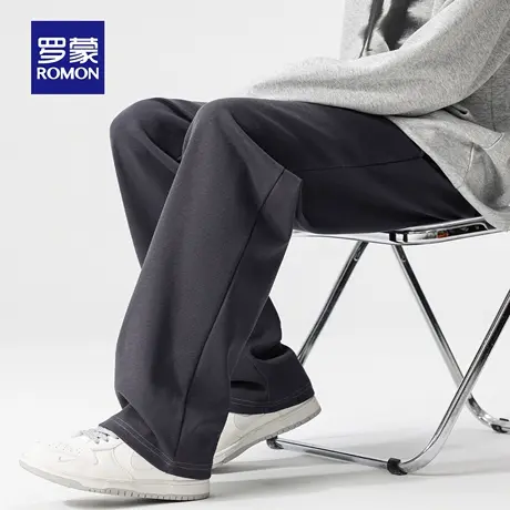 罗蒙男士简约百搭休闲裤2025秋季新款宽松阔腿裤休闲直筒长裤商品大图