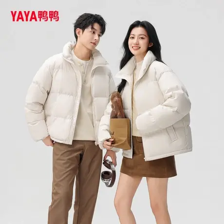 YAYA鸭鸭短款羽绒服女款2025冬季新品立领简约休闲情侣款通勤外套商品大图