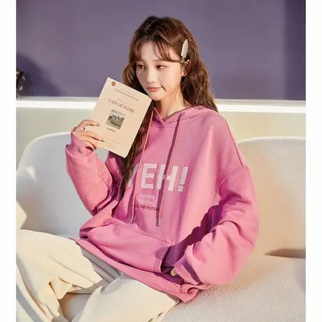 唐狮春季新款连帽卫衣女贴布绣休闲时尚套头衫女士卫衣上衣潮TD图片