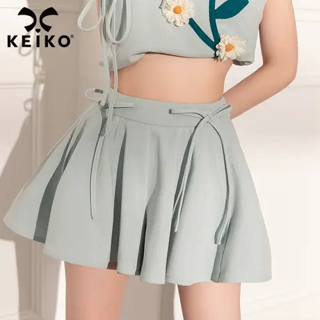 KEIKO 设计感裙式短裤女23夏季多巴胺穿搭甜辣妹高腰显瘦百褶裤裙商品大图